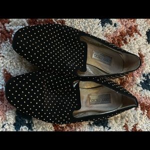 Jimmy choo velvet studded smoking slippers